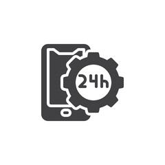 24 hours mobile service vector icon