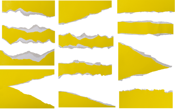 Set of Yellow Ripped paper background, banner template. Isolated on white background