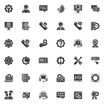 Technical support vector icons set