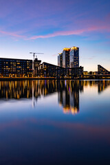 sunset over the city