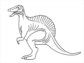 Spinosaurus Dinosaur. Illustration in black and white style. The contour line. Vector for coloring.