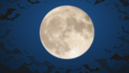 full moon in the night with bat.