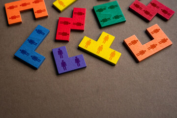 Obraz premium Segments of people of different professions and fields of work. Families as parts of society. Searching and hiring candidates. Human resource management. Marketing and market segmentation.