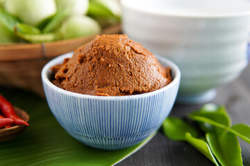 Red curry paste ingredient for cooking.