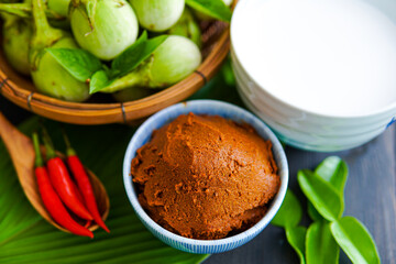Red curry paste ingredient for cooking.
