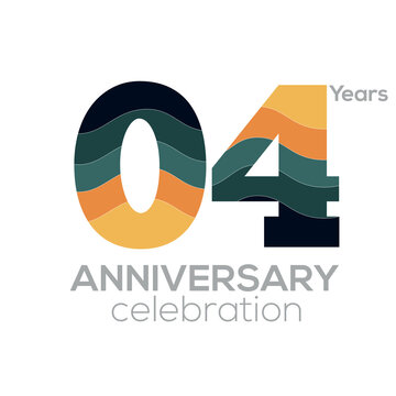 4th Anniversary Logo Design, Number 04 Icon Vector Template.Minimalist Color Palettes