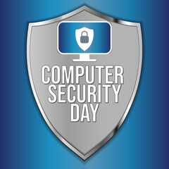 Computer Security Day paper cut style postcard. november 30.