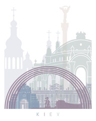 Obraz premium KIEV SKYLINE POSTER PASTEL