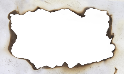 Burnt edge paper on transparent background