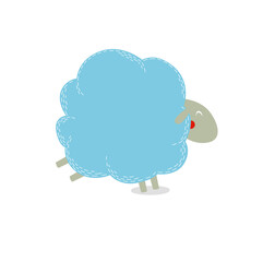 Cute sheep in the form of a cloud. Farm animal. Funny cartoon sheep. Cartoon character.