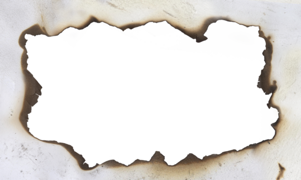 Burnt edge paper on transparent background