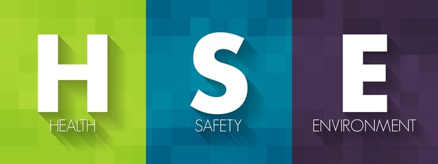 HSE Health Safety Environment - processes and procedures identifying potential hazards to a certain environment, acronym text concept background