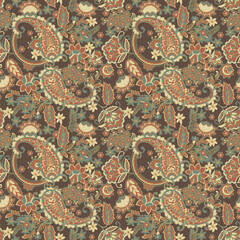 paisley seamless vector fabric pattern
