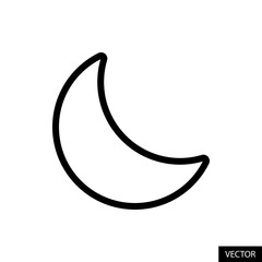 Half moon vector icon in line style design for website design, app, UI, isolated on white background. Editable stroke. Vector illustration.