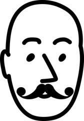 Bald man with mustache avatar. Hand drawn sketchnote face