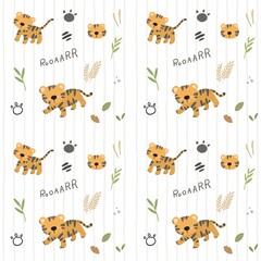 Cute tiger seamless pattern design illustration printable for kids fabric