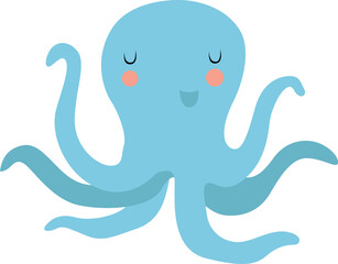 Cute octopus. Sea animal. Blue cartoon octopus. cartoon character