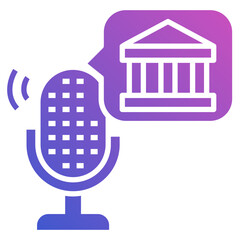 Government Political Podcast flat gradient icon. Can be used for digital product, presentation, print design and more.
