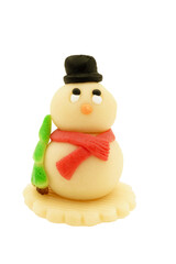 Small marzipan snowman  isolated on transparency photo png file 