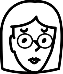 Woman with glasses avatar. Hand drawn sketchnote face