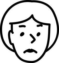 Sad woman avatar. Hand drawn sketchnote face