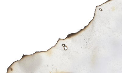 Burnt edge paper on transparent background