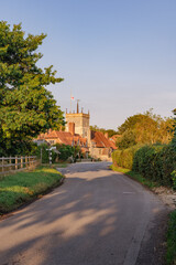 The village of Bucklebury in Berkshire with St Mary the Virgin Church in the background