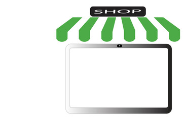 An online store on a tablet for selling online products or illustrations.