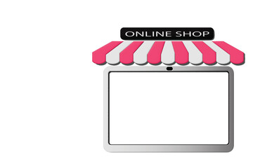 An online store on a tablet for selling online products or illustrations.