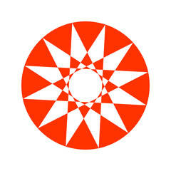 Abstract Red Geometric Icon in Circle Shape. Element for Design.
