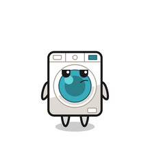 cute washing machine character with suspicious expression