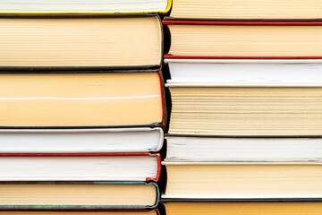 Hardback books on the bookshelf