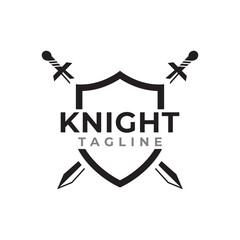 creative shield sword logo vector.