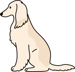 Simple and adorable Afghan Hound illustration sitting in side view