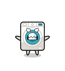 wrathful expression of the washing machine mascot character
