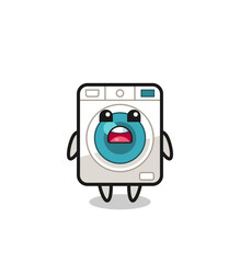 washing machine illustration with apologizing expression, saying I am sorry