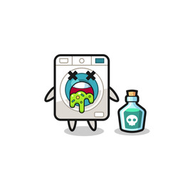 illustration of an washing machine character vomiting due to poisoning