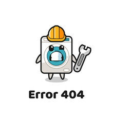 error 404 with the cute washing machine mascot