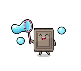 happy carpet cartoon playing soap bubble