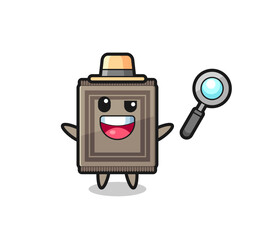 illustration of the carpet mascot as a detective who manages to solve a case