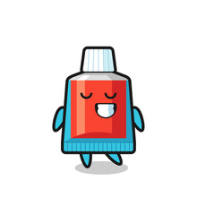 toothpaste cartoon illustration with a shy expression