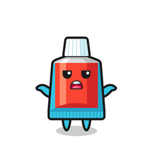 toothpaste mascot character saying I do not know