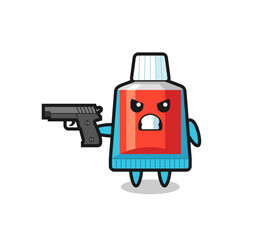 the cute toothpaste character shoot with a gun