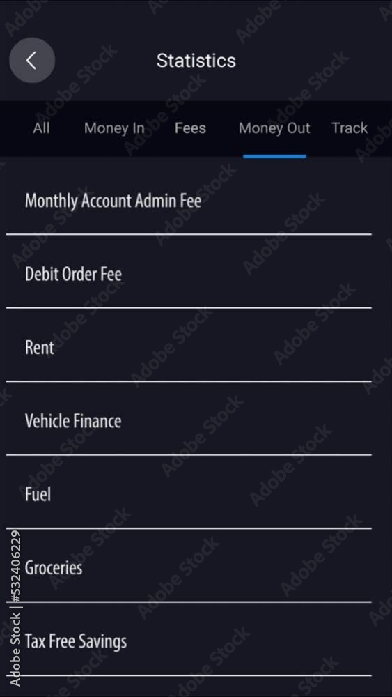 Poster banking app, phone screen and dashboard with financial statistics, ui money data and fees in user cr