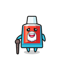 cute toothpaste grandpa is holding a stick