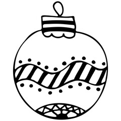 Hand-drawn Sketch of a Christmas ball on a white background. New year design element