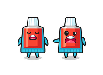 illustration of the argue between two cute toothpaste characters