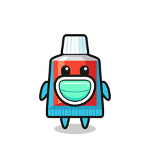 cute toothpaste cartoon wearing a mask