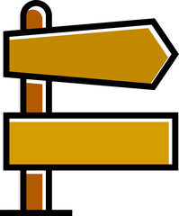 wooden street signpost and signage icon illustration