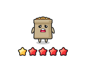 the illustration of customer bad rating, wheat sack cute character with 1 star